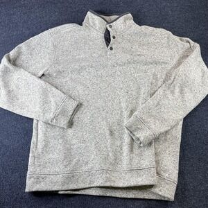 Eddie Bauer Sweatshirt Mens 2XL Gray Fleece Henley Pullover Logo Knit Casual